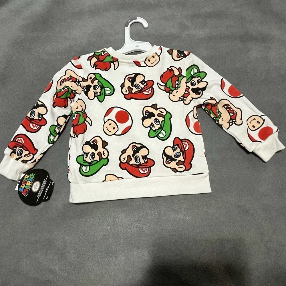 Super Mario‎ Brothers White Sweatshirt  Sz 2T NWT